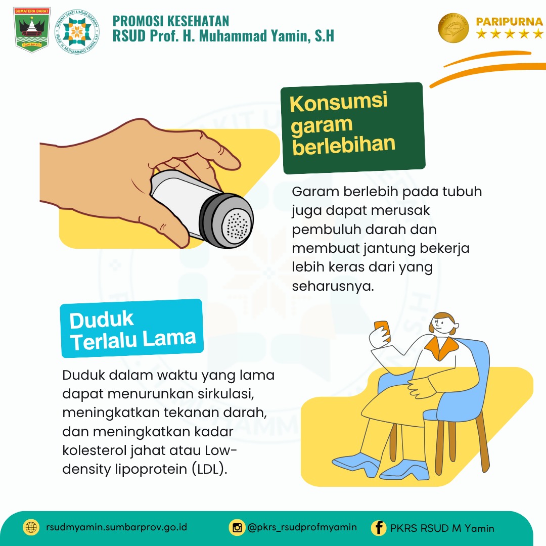 Konsumsi Garam Berlebihan dan Duduk terlalu lama