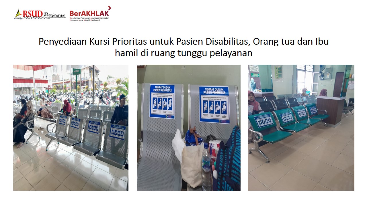 Penyediaan Kursi Prioritas Untuk Pasien Disabilitas, Orang tua dan Ibu hamil di ruang tunggu pelayanan