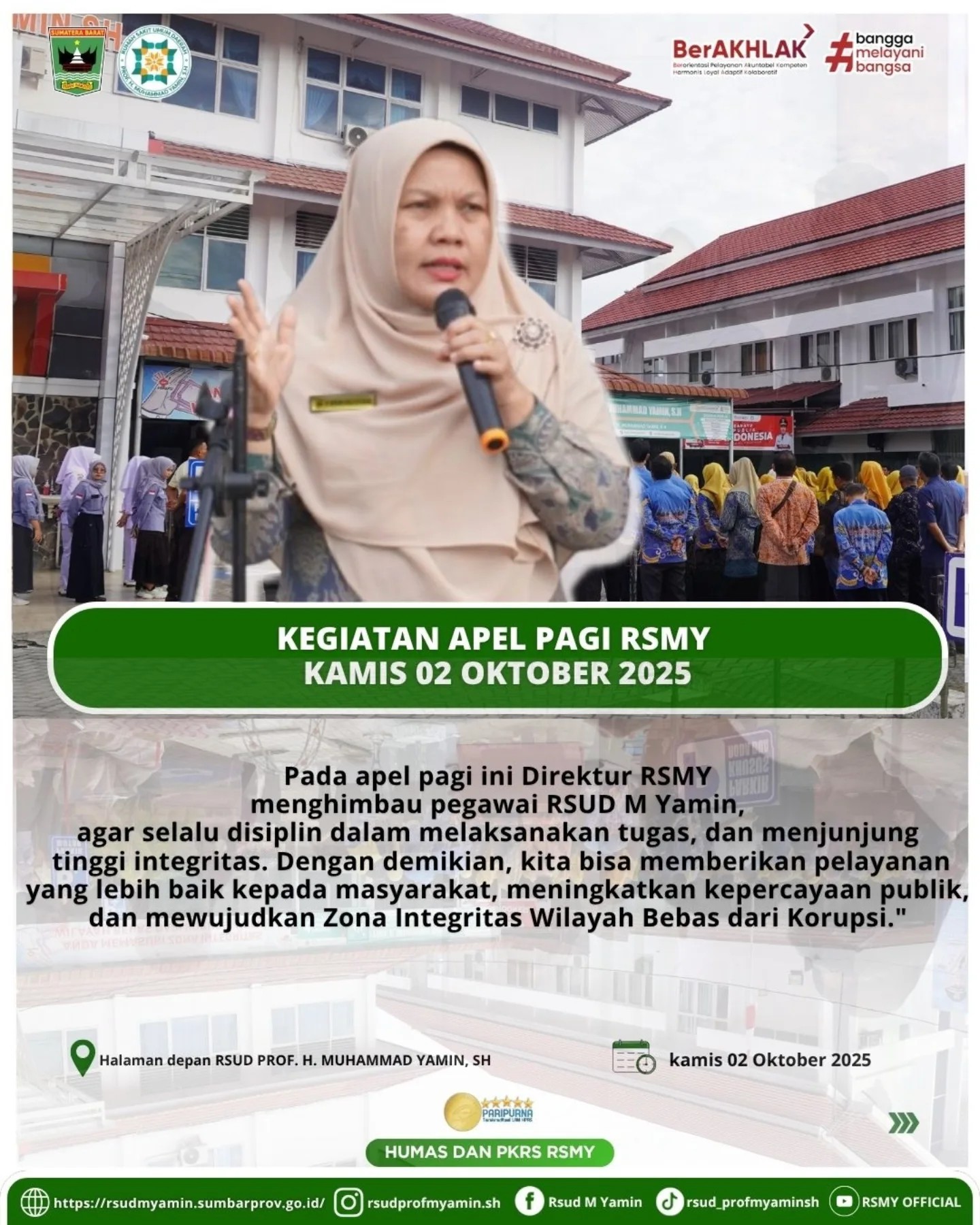 “Apel Pagi RSUD Prof. H. Muhammad Yamin, SH: Penguatan Disiplin dan Integritas”