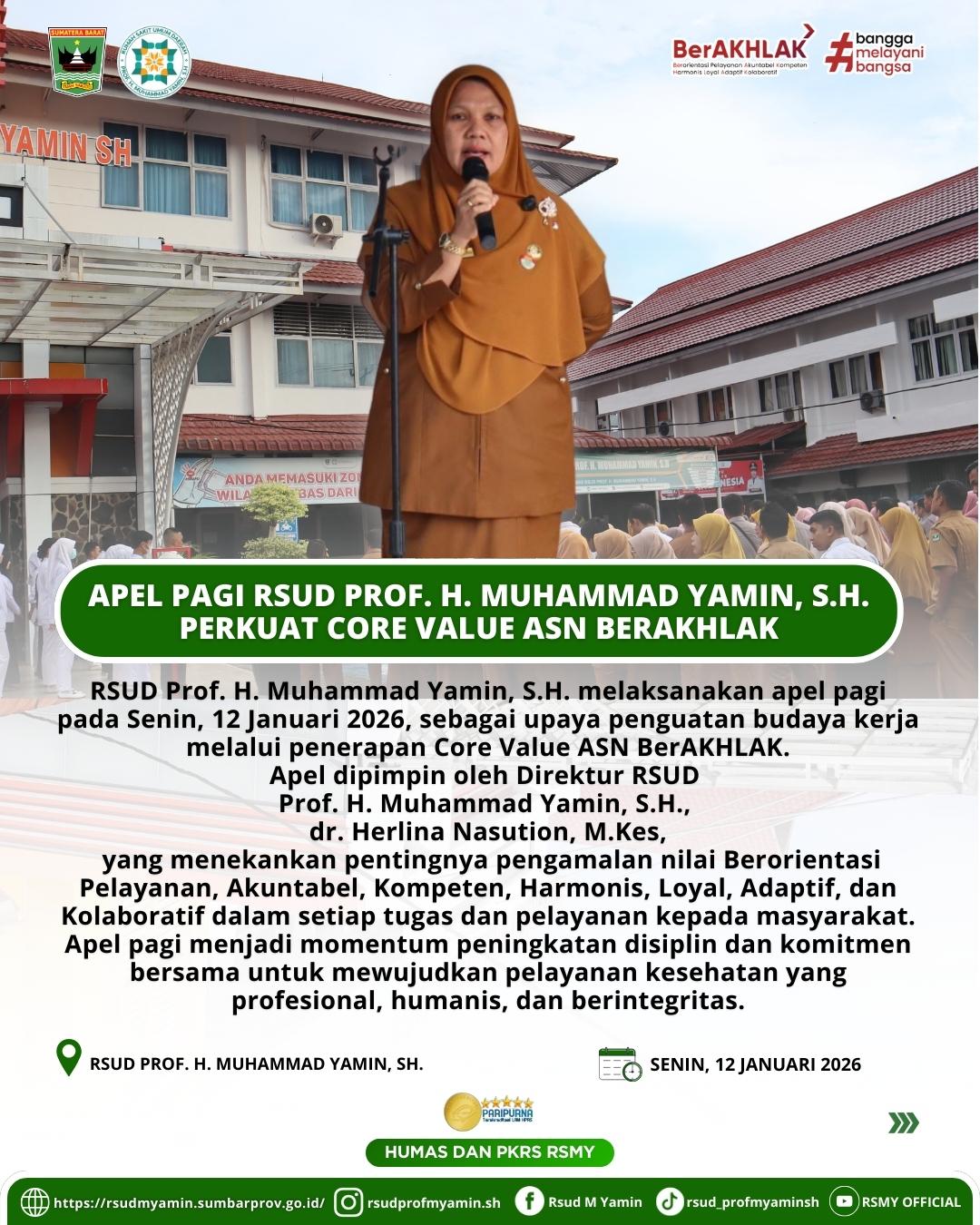 Apel Pagi RSUD Prof H.Muhammad Yamin, SH Senin, 12 Januari 2026