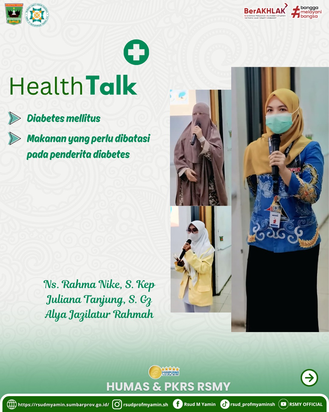 Penyuluhan kesehatan dengan tema : Diabetes melitus dan Makanan yang perlu dibatasi pada penderita diabetes