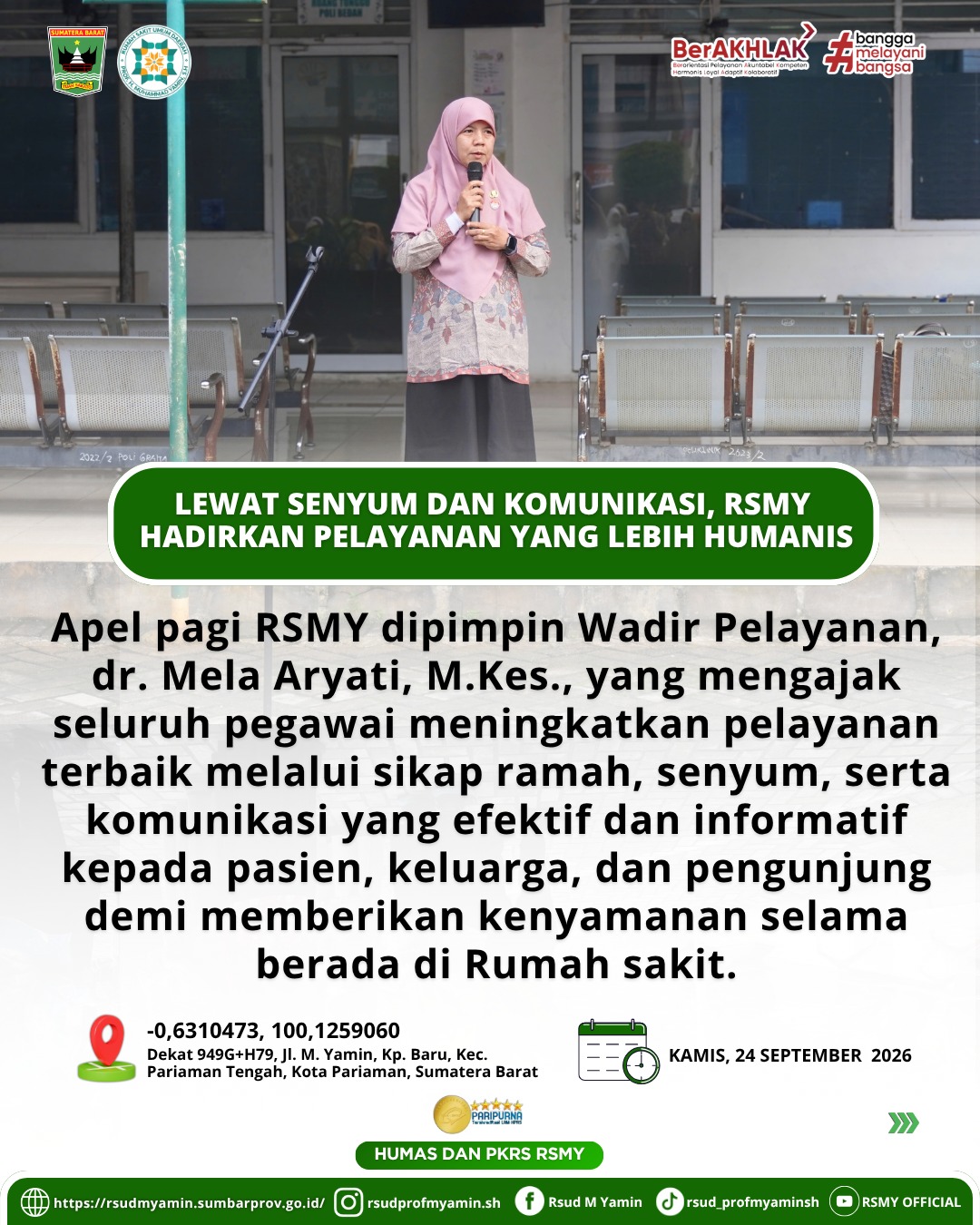Apel Pagi Dengan Tema : Lewat Senyum Dan Komunikasi, RSMY Hadirkan Pelayanan Yang Lebih Humanis
